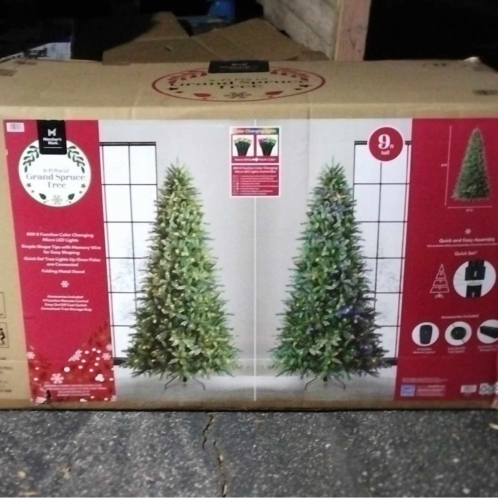 Green Holiday Decor Artificial Christmas Trees 9” prelit
